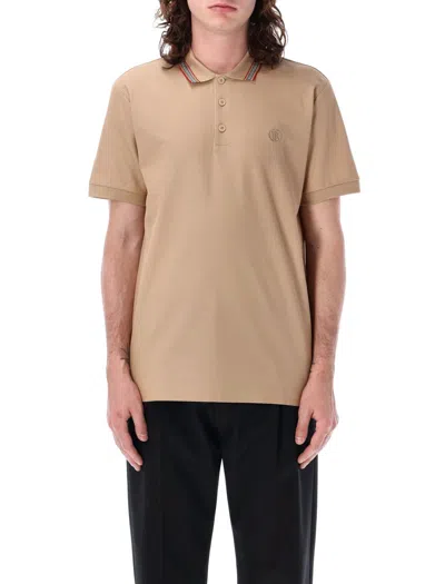 Burberry Icon 条纹翻领polo衫 In Soft Fawn