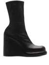 Burberry High Wedge Heel Pillar Boots In Black
