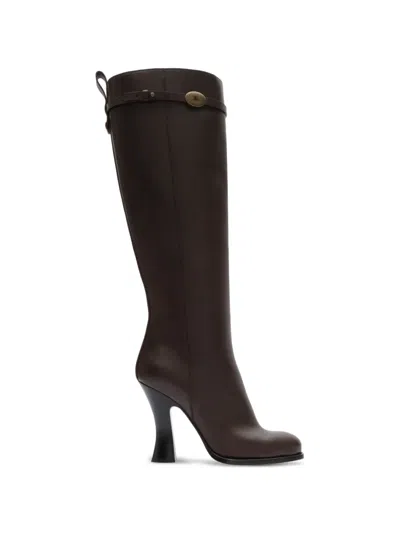 Burberry Pillar Leather Boots In Brown