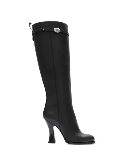 Burberry Leather Pillar Knee-high Boots 100 In Black