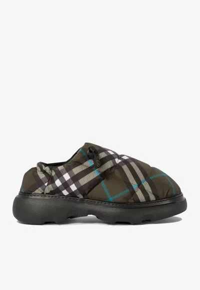 Burberry Pillow Check Motif Slippers In Multi