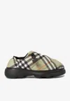 Burberry Printed Fabric Pillow Check Slip Ons In Multi