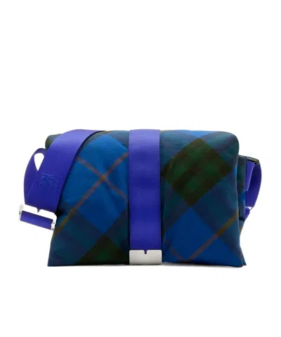 Burberry Pillow Check-print Messenger Bag In Blue