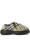 Burberry Printed Fabric Pillow Check Slip Ons In Grün