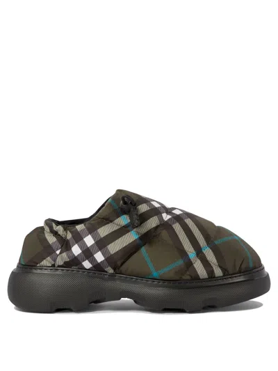 Burberry Men's Pillow Low Quilted Check Mules In Green