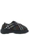 Burberry Brown Check Nylon Pillow Loafers In Grün