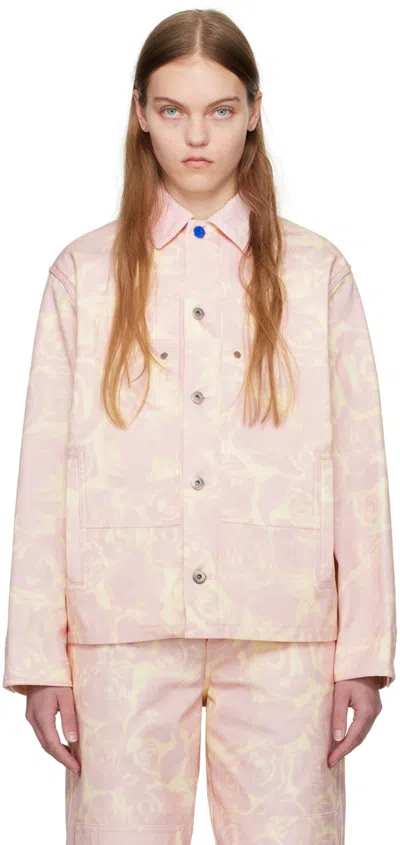 Burberry Pink Button Jacket In Cameo Ip Pattern
