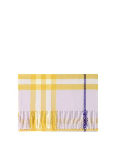 Burberry Pink Cashmere Scarf For Women In Yellow