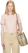 Burberry Pink Check Collar Cotton Polo In Pink