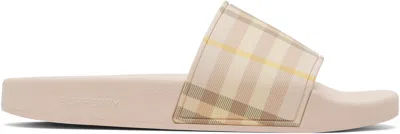Burberry Furley Check Slide Sandals In Neutral