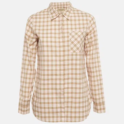 Pre-owned Burberry Pink Checked Cotton Button Front Shirt S