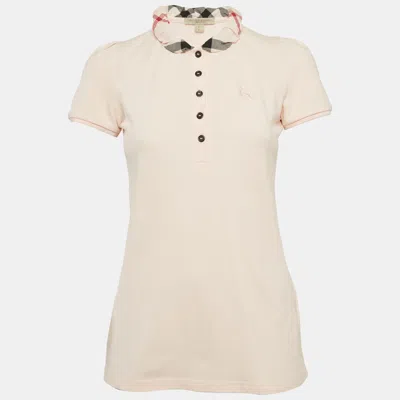 Pre-owned Burberry Pink Checks Collar Pique Polo T-shirt S