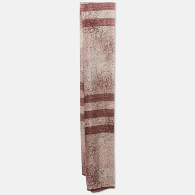 Pre-owned Burberry Pink Checks Silk Scarf
