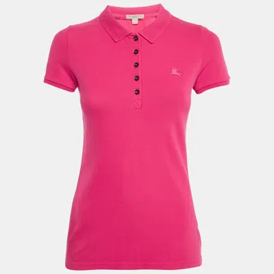 Pre-owned Burberry Pink Cotton Pique Polo T-shirt Xs