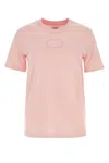 Burberry Ribbed Crew-neck Short Sleeve Cotton T-shirt In Peach