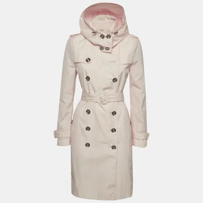 Pre-owned Burberry Pink Crepe Trench Coat S