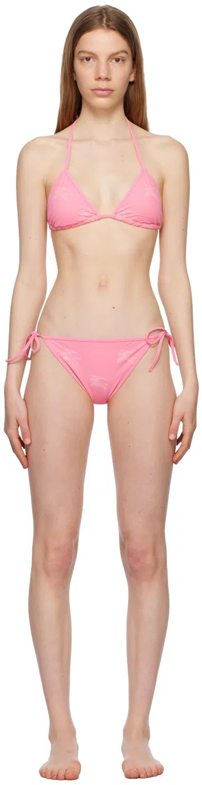 Burberry Tie-fastened Two-piece Ekd-printed Bikini In Bubblegum Ip Pat