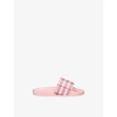Burberry Pink Kids' Furley Rubber Sliders Eur 32 / 13 Uk