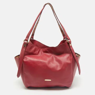 Pre-owned Burberry Pink Leather Canterbury Tote