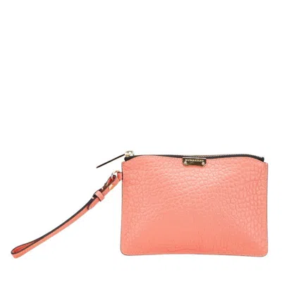 Pre-owned Burberry Pink Leather Clutch Bag Pouch ()