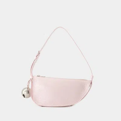 Burberry Pink Leather Knight Small Shoulder Bag In Purple