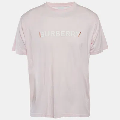 Pre-owned Burberry Pink Logo Print Jersey T-shirt S