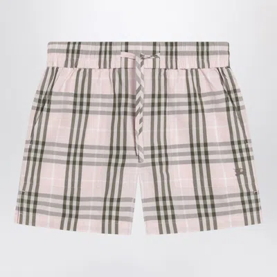 Burberry Checked Pattern Shorts Side And Back Pockets In Pink