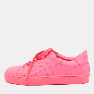 Pre-owned Burberry Pink Perforated Leather Albert Sneakers Size 40