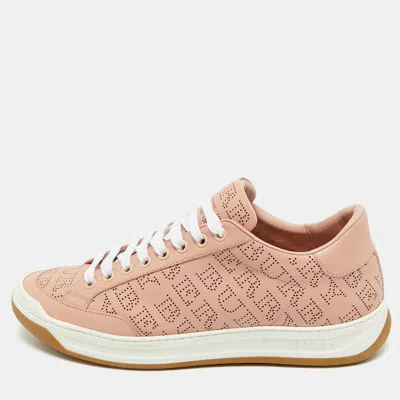 Pre-owned Burberry Pink Perforated Leather Timsbury Sneakers Size 41