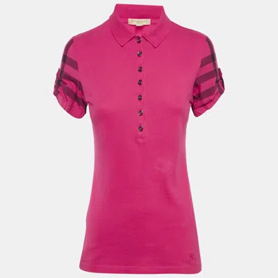 Pre-owned Burberry Pink Pique Polo T-shirt S
