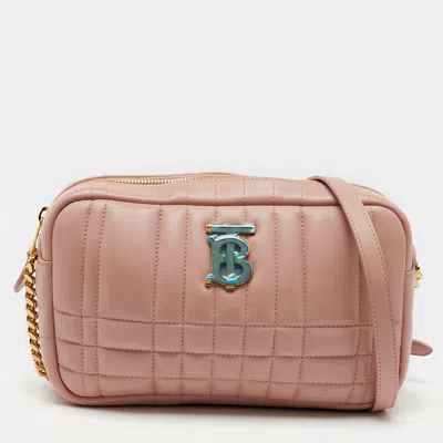 Pre-owned Burberry Pink Quilted Leather Small Lola Camera Bag