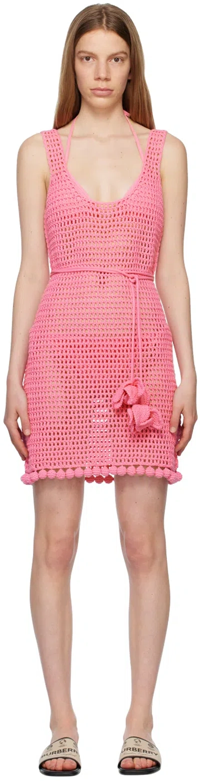 Burberry Pink Scoop Neck Minidress In Bubblegum Pink