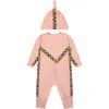 BURBERRY PINK SET FOR BABY GIRL WITH LOGO