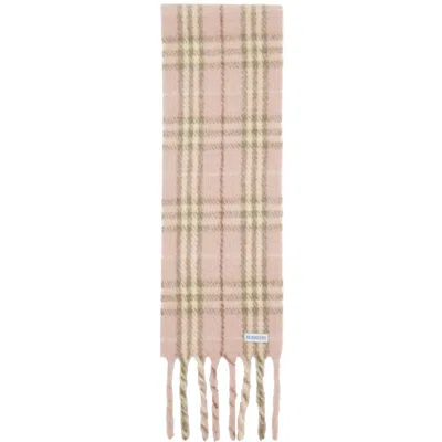 Burberry Pink Small Check Scarf In Metallic