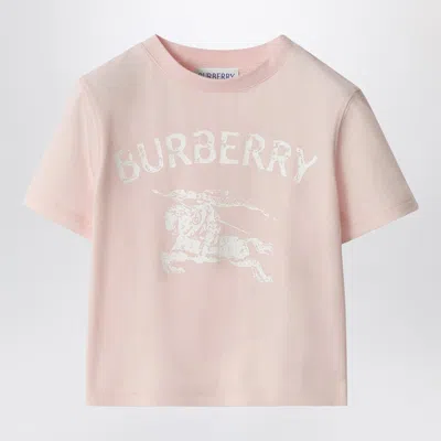 Burberry Pink Stretch Cotton T-shirt With Ekd Women
