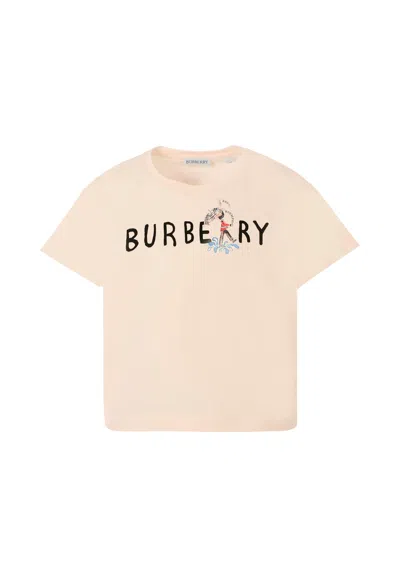 Burberry Kids' Pink T-shirt For Girl With Logo