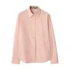 Burberry Cotton Poplin Shirt Check Accents In Pink