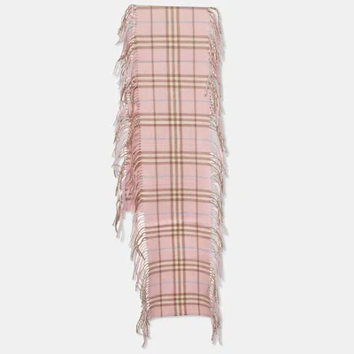 Pre-owned Burberry Pink Vintage Check Lambwool Stole