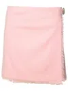 Burberry Wool Miniskirt With Buckle And Fringed Hem In Pink