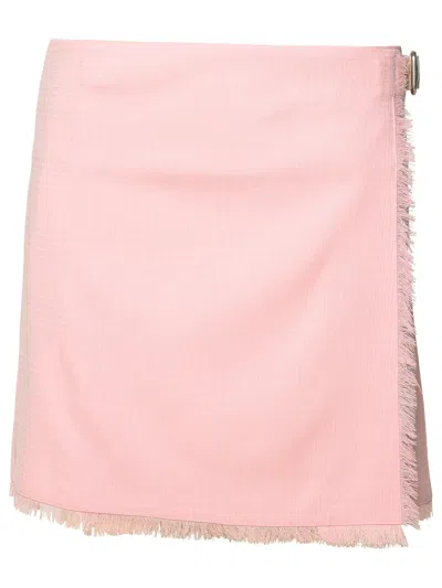 BURBERRY PINK VIRGIN WOOL MINISKIRT