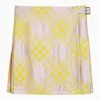 Burberry Pink And Yellow Kilt With Check Pattern Skirt For Women Ss24 In Pink