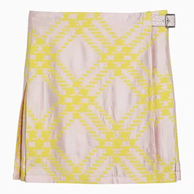 BURBERRY BURBERRY PINK/YELLOW KILT WITH CHECK PATTERN