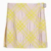 Burberry Pink And Yellow Kilt With Check Pattern Skirt For Women Ss24 In Pink