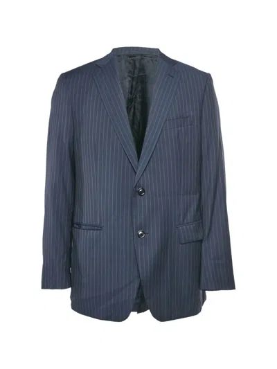 Pre-owned Burberry Pinstripe Blazer In Blue