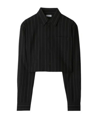 Burberry Pinstripe Shirt In Black