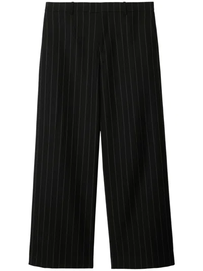 Burberry Pinstripe Straight-leg Trousers In Black