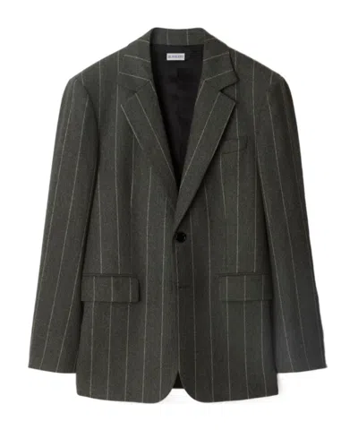 Burberry Pinstripe Suit Coat In Grey