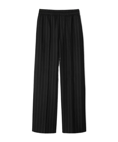Burberry Pinstripe Wool Fine Cut Trousers In Coal/cobble