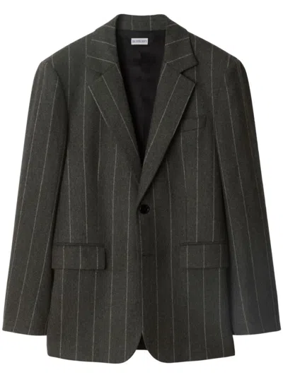 Burberry Pinstriped Blazer In Grey