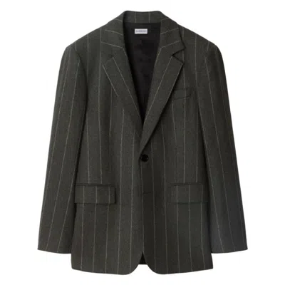 Burberry Pinstriped Wool Tailored Blazer Jacket In Multi